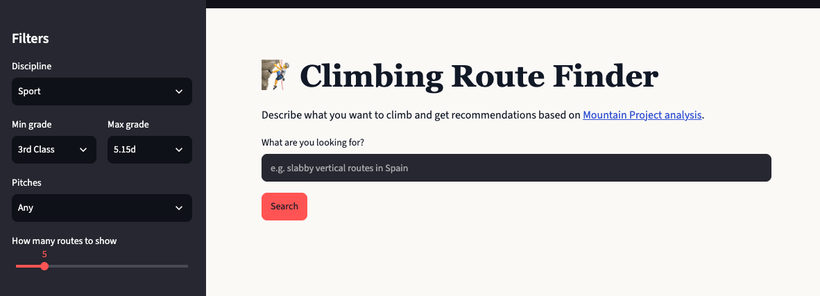 Screenshot of the webapp